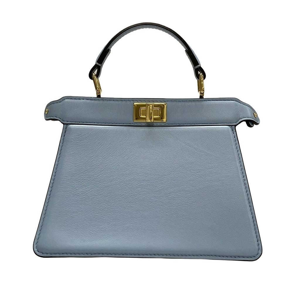 Fendi Leather Handbag Blue Petit Light You Peekaboo Isee View 2